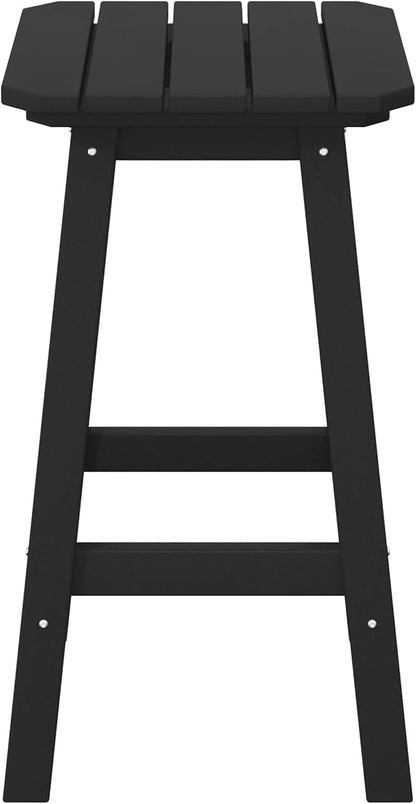 Costaelm 24" Height Outdoor Bar Stools, All-Weather Bar Stools, Adirondack Poly Patio Square Bar Stool for Patio, Deck, Kitchen Counter and Garden, Black