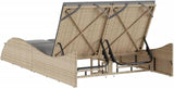 Outdoor Chaise Lounge 80.7"x44.9" Beige PE Rattan Patio Lounge Chair w/Adjustable Backrest & Cushions - Photo 6