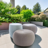 Keter Urban Knit Pouf Ottoman Set of 2 with Storage Table for Patio and Room Décor - Perfect for Balcony, Deck - Photo 2