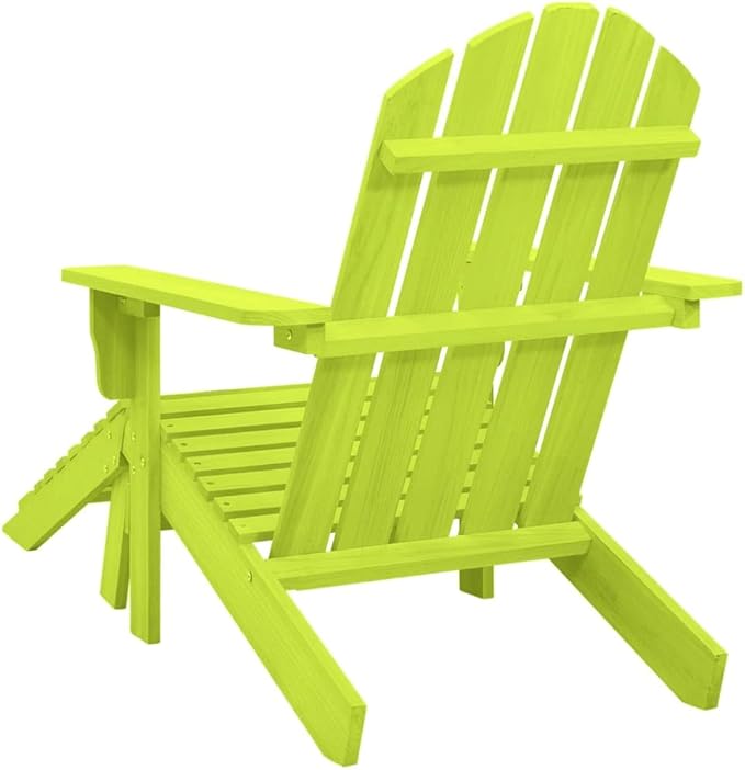 Green Adirondack Chair with Ottoman Solid Fir Wood Patio Lounge Chair Relaxing Outdoor Furniture for Garden Backyard - Photo 5