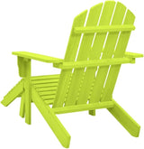 Green Adirondack Chair with Ottoman Solid Fir Wood Patio Lounge Chair Relaxing Outdoor Furniture for Garden Backyard - Photo 5