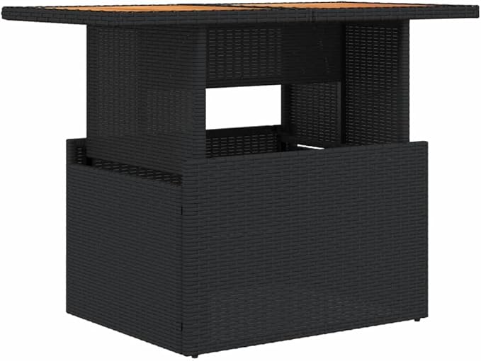 Adjustable Height Garden Table Outdoor Patio Furniture with Solid Acacia Wood Top and Powder-Coated Steel Frame - Photo 2