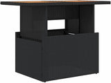 Height Adjustable Outdoor Coffee Table Rectangular 21.7x39.4 in Black PE Rattan Acacia Top Folding Dining Style for - Photo 2