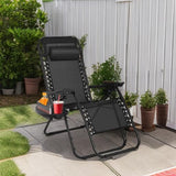 Zero Gravity Chair Patio Chairs Lounge Patio Chaise 1 Pack Adjustable Reliners for Pool Yard with Cup Holder (Black) - Photo 2