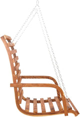 Solid Bent Wood Swing Bench, Teak Stain Finish, 49.6x24.8x36.2 Inch Outdoor Seating for Patio, Garden, or Balcony - Photo 4