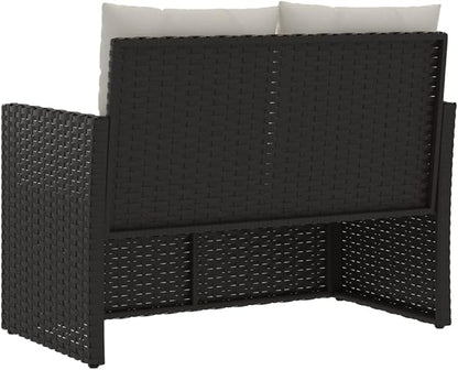 Patio Bench with Cushions Black 41.3" Poly Rattan Outdoor Bench Deck Bench Porch Bench Garden Bench for patios, Gardens, Decks