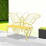 Plow & Hearth Weatherproof Butterfly Outdoor Bench | Holds Up to 300 lbs | Garden Patio Porch Park Deck | Metal | Yellow - Photo 5
