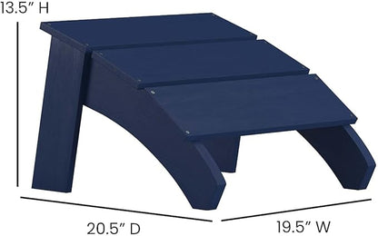 Flash Furniture Sawyer Indoor/Outdoor Commercial Grade Adirondack Ottoman - Navy All-Weather Adirondack Style Footrest