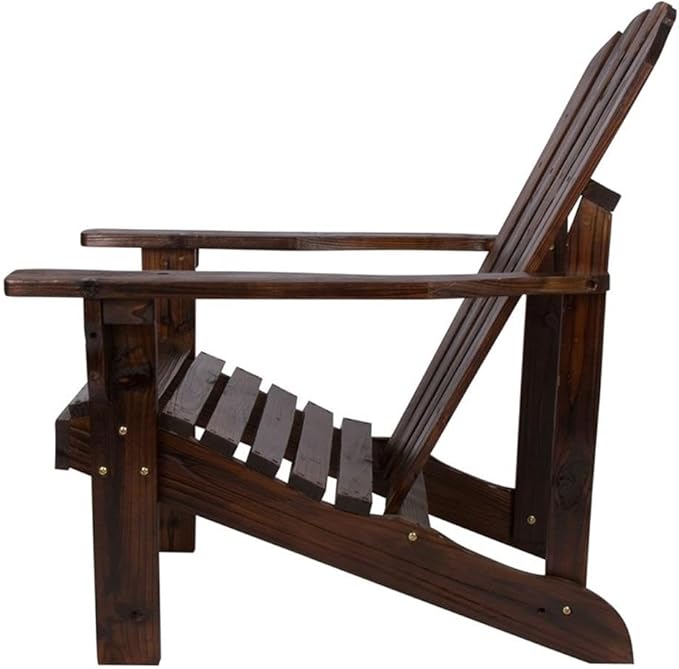 Pemberly Row Adirondack Chair, 36" H x 35" W x 28.25" D, Cedar Wood, Brown Finish, Ergonomic Design, Contoured Seat, Wide Arms, High Back Support, Outdoor Patio or Deck Furniture for Relaxation