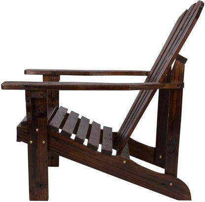 Pemberly Row Adirondack Chair, 36" H x 35" W x 28.25" D, Cedar Wood, Brown Finish, Ergonomic Design, Contoured Seat, Wide Arms, High Back Support, Outdoor Patio or Deck Furniture for Relaxation