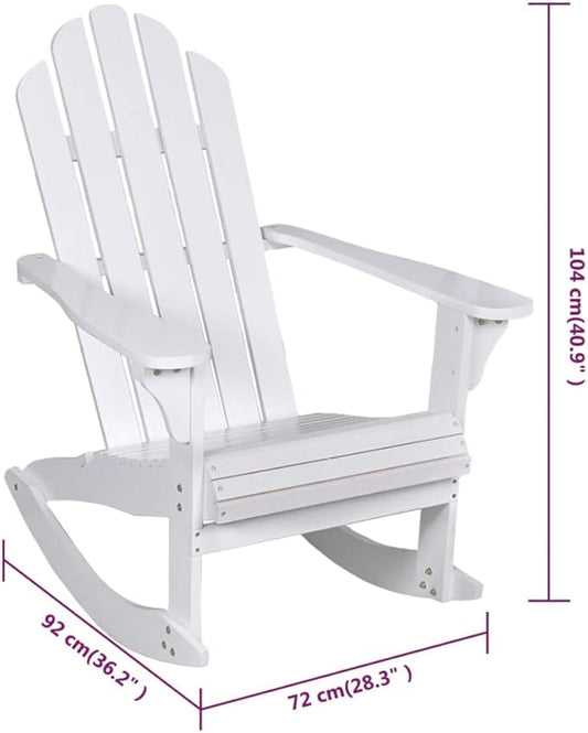 Patio Rocking Chair,Tanning Chairs for Outside,Pool Lounge Chairs,Garden Chair,Porch Chairs,Outdoor Rocking Chair,Camping Chair,for Porch, Patio, Lawn, Garden, Backyard, Deck, Wood White