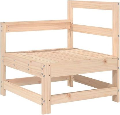 Natural Pine Outdoor Corner Sofa 26"x24.4"x27.8" Modular Balcony Couch with Untreated Rustic Wood Grain, Seats 2 for Patio Garden Porch