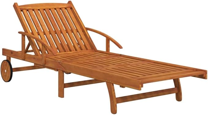 2-Person Acacia Wood Sunlounger Set with Table, Adjustable Backrest Outdoor Chaise Lounge, Foldable Beach Tanning Chairs, 26.8" Seat Depth, Large, Brown, for Garden, Poolside & Patio