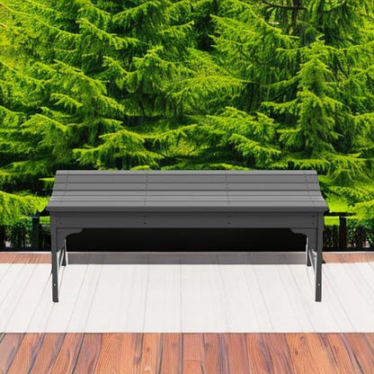 Costaelm Outdoor Benches Weatherproof, All Weather Resistant Park Bench Poly Lumber Backless Garden Bench Seat for Entryway Front Porch, Gray