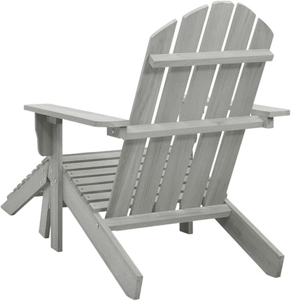 Vintage Wooden Garden Chair with Ottoman Set, Weather-Resistant Hardwood Patio Seating for Outdoor Relaxation, Rustic Style Balcony Furniture with Smooth Finish and Spacious