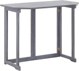 Balcony Table Grey Solid Acacia Wood Coffee Tables Outside Table for Picnic Backyard 35.4 x 19.7 x 29.1 in - Photo 1