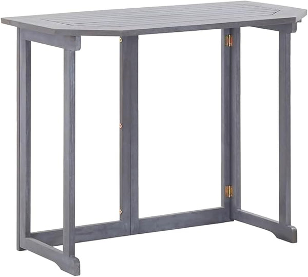 Balcony Table Grey Solid Acacia Wood Coffee Tables Outside Table for Picnic Backyard 35.4 x 19.7 x 29.1 in - Photo 1
