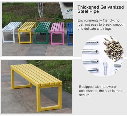 Patio Bench, Metal Steel Outdoor Bench, Weatherproof Metal Bench, for Garden, Patio, Porch, Entryway, 660 Lb Capacity(Pink,100cm/39in)