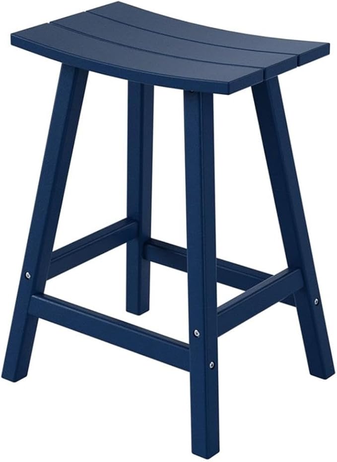 Costaelm 24" Height Outdoor Bar Stools, All-Weather Bar Stools, Adirondack Poly Patio Bar Stool for Patio, Deck, Kitchen Counter and Garden, Navy Blue