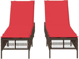 Brown PE Rattan Sun Lounger Set 2, Adjustable Backrest, 30.7" Wide, Steel Frame 535 lbs, Patio Garden Pool, Cushion - Photo 5
