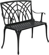 Patio Outdoor Park Loveseat Bench for Garden Porch Deck Made Cast Iron Anti-Rust Aluminum Metal - Photo 1
