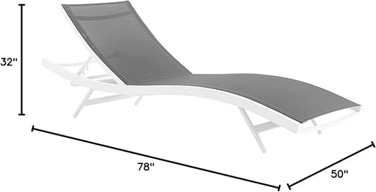 Modway Glimpse Outdoor Patio Mesh Chaise Lounge Set of 2 in White Gray