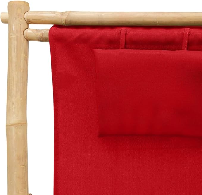 Deck Chair Bamboo and Canvas, Outdoor Patio Furniture, Balcony Chairs, Lounge Chairs, Beach Lounge Chair Outdoor - Photo 8