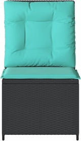 Outdoor Reclining Patio Chair, Single-Seater Wicker Lounge Sofa with Adjustable Backrest, Thick Turquoise Cushions - Photo 5