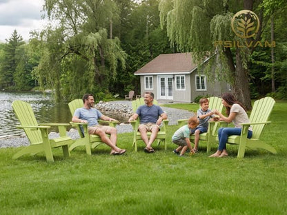Psilvam Adirondack Chair, Oversized Poly Lumber Fire Pit Chair with Cup Holder, 350Lbs Support Patio Chairs for Garden, Weather Resistant Adirondack Chair Looks Like Real Wood (2, Green)