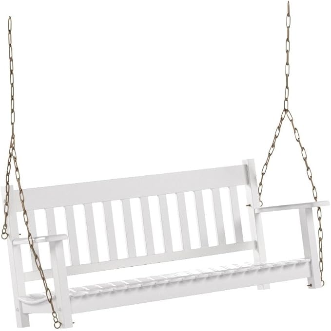 Cambridge Casual Bentley Solid Wood Porch Swing – Outdoor Hanging Swing Bench for Porch, Patio, or Garden – Durable, Weather-Resistant 2-Seater Wood Swing