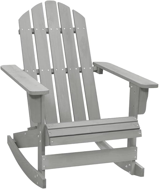 Vintage Grey Hardwood Rocking Chair for Garden Balcony Durable Outdoor Furniture with Gentle Rocking Motion Comfortable Seating for Adults 4件