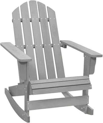 Vintage Grey Hardwood Rocking Chair for Garden Balcony Outdoor Relaxation Durable Standard Size Adult Seating Comfortable Rocking Motion