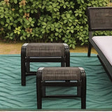 Outdoor Patio Foot Rest Ottoman Seat Textilene Portable Metal Footstool Portable Patio Chairs 2 Set Brown - Photo 2