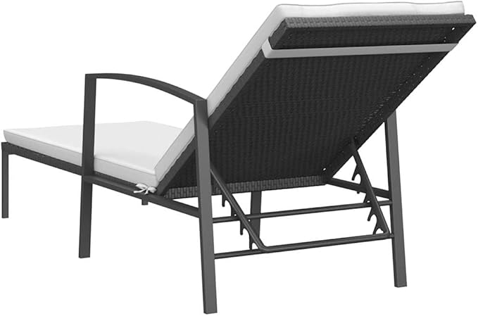 Sun Lounger with Cushions, Adjustable Backrest Outdoor Chaise Lounge for Patio Poolside - Photo 6