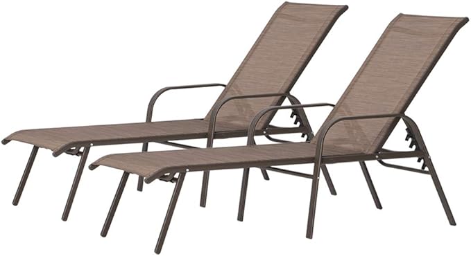 Crestlive Products Adjustable Chaise Lounge Chair, Five-Position and Full Flat Outdoor Recliner for Patio, Deck, Beach - Photo 2
