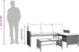 vidaXL Patio Sofa Set - L-Shaped Black Poly Rattan, Powder-Coated Steel Frame with Cream Cushions - Photo 4