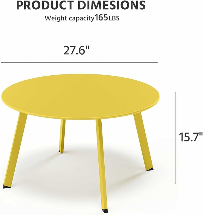 LAUSAINT HOME Outdoor Round Coffee Table, 27.6 Inch Heavy-Duty Metal Patio Table - Photo 2