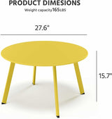 LAUSAINT HOME Outdoor Round Coffee Table, 27.6 Inch Heavy-Duty Metal Patio Table - Photo 2
