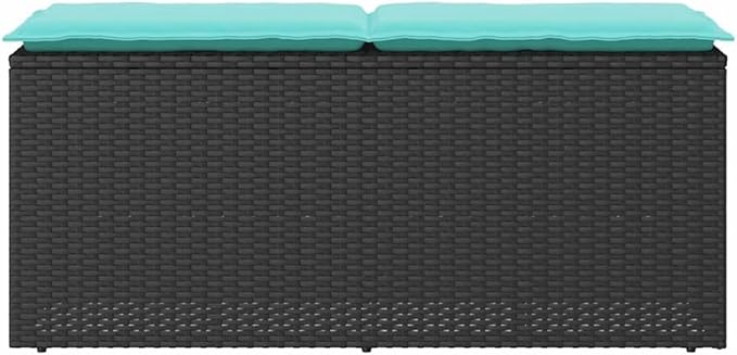 Garden Bench Deck Bench Patio Bench with Cushion Black 43.3"x15.7"x17.3" Poly Rattan