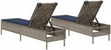 Set of 2 Outdoor Patio Sun Loungers, Adjustable PE Rattan Reclining Chairs with Comfortable Cushions for Garden - Photo 7