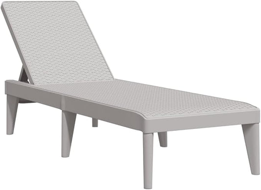 Grey Outdoor Chaise Lounge 23.6x73.2x11.4 in, Foldable Polypropylene Sun Lounger, Adjustable Backrest, 242.5 lbs Capacity, Poolside Deck Recliner
