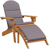Adirondack Garden Chair with Footrest and Cushions, Foldable Outdoor Patio Lounge Seat, Solid Acacia Wood - Photo 2