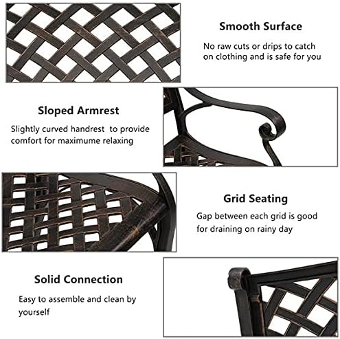 40.5" Bronze Patio Park Bench, Outdoor Garden Bench,Patio Bench Outdoor Benches for Porch,Garden, Park,Backyard Cast Aluminum Bench 102 x 58 x 74CM