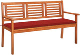 Garden Bench Deck Bench 3-Seater Patio Bench with Cushion 59.1" Solid Eucalyptus Wood - Photo 1
