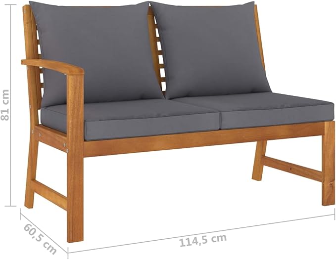 Outdoor Garden Sofa,Weather Resistant,Used in Garden,Balconie,Terrace, Backyard,Deck,Garden Bench 45.1" with Dark Gray Cushion Solid Acacia Wood(Priority Delivery)