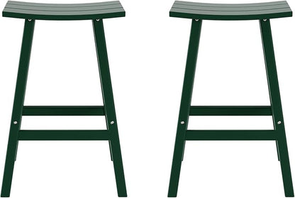 WestinTrends Malibu 2 Piece Set of 29 Height Outdoor/Patio Saddle bar stools, Dark Green