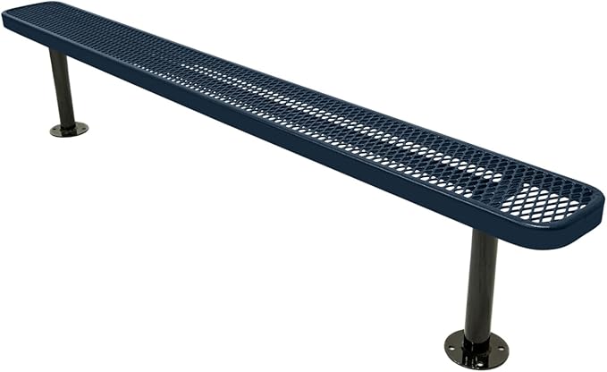 COATEDOUTDOORFURNITURE Coated Outdoor Furniture Heavy-Duty Outdoor Bench Thermoplastic Coated, Expanded Metal, Commercial-Grade Seating, Made in America (Surface Without Back, 8 Ft, Dark Blue)