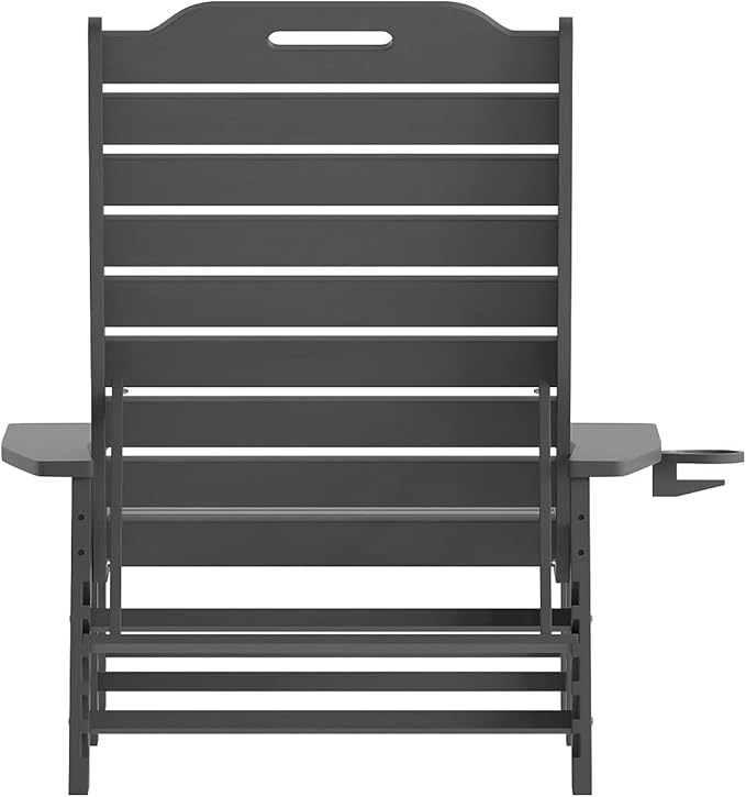 Flash Furniture Monterey Adjustable Adirondack Loungers with Cup Holders- All-Weather Indoor/Outdoor HDPE Lounge Chairs, Set of 2, Gray