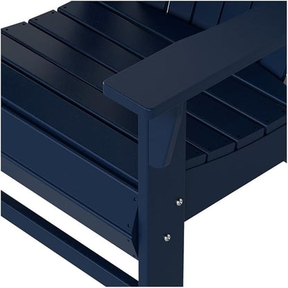 Costaelm Outdoor Adirondack Chair, HDPE Patio Balcony Pool Chair, Modern Front Porch Fire Pit Backyard Chair, Garden Resin Lounge Chair for Outside, Navy Blue