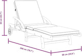 Solid Acacia Wood Sun Lounger Set of 2, Brown and Dark Grey - Photo 6